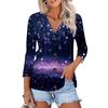Women's Fashion Casual Print Button-down Shirt 3/4 Long Sleeve Tops