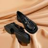 Туфли на круглой платформе женские черные кожаные туфли в студенческом стиле универсальные британские мокасины 2024 модельные туфли jk shoes