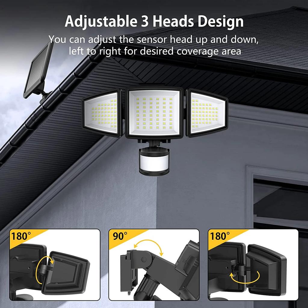 SZRSTH Solar Lights Outdoor - 3000LM Motion Sensor Flood Light with Remote LED Security Wall Lamp for Outside Garage Yard