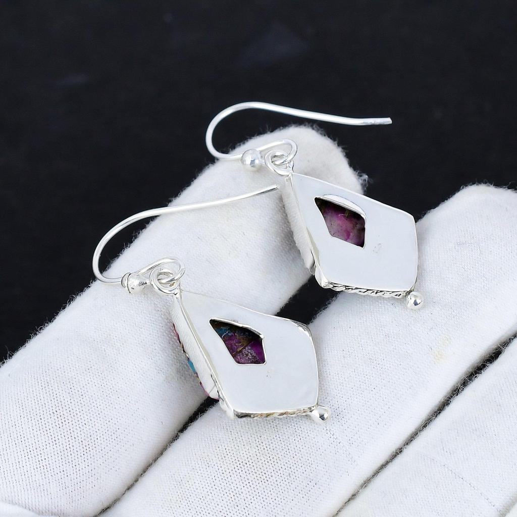 Серьги из натурального фиолетового камня King Spiny Oyster Turquoise Gemstone Antique, серьги из стерлингового серебра 925 пробы, серьги-подвески из серебра в стиле бохо, подарки