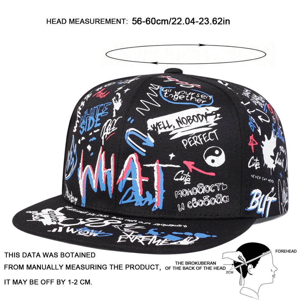 Unisex WHAT Graffiti Print Hip-hop Hats Fashion Spring Autumn Outdoor Adjustable Casual Baseball Caps Sunscreen Hat