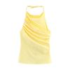 Summer New Product Women's Clothes Vacation Style Pleated Design Fashion Stretch Straight Collar Open Back Tops 5039351