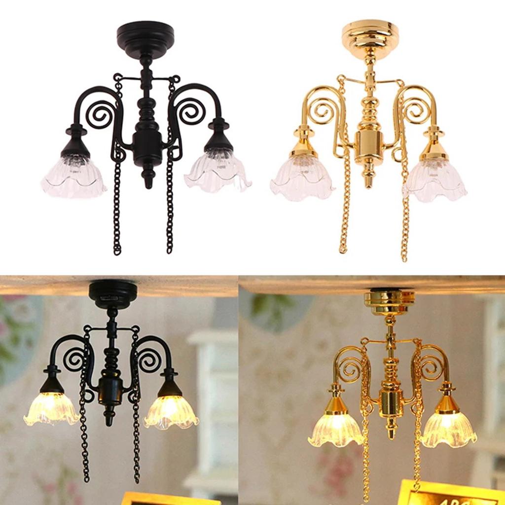 1/12 Scale Dollhouses Chandelier Miniature Furniture Pretend Play for Kids Doll House Furniture Model for Dollhouses