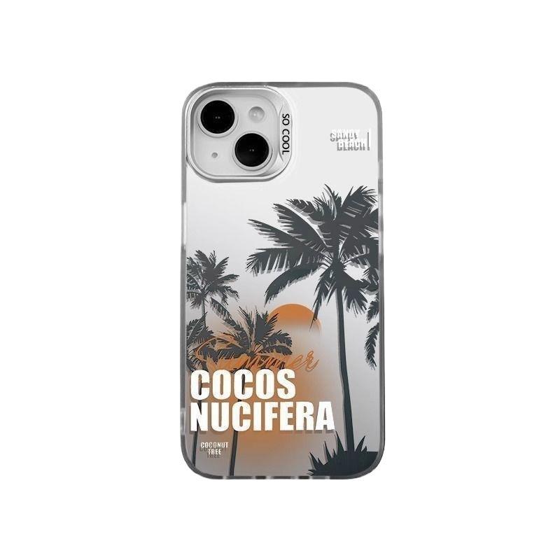 Островная кокосовая пальма iPhone 15 Pro Max Apple 14 13 12 11 XR XS Max Ударопрочный серебристый чехол для телефона 8 Plus