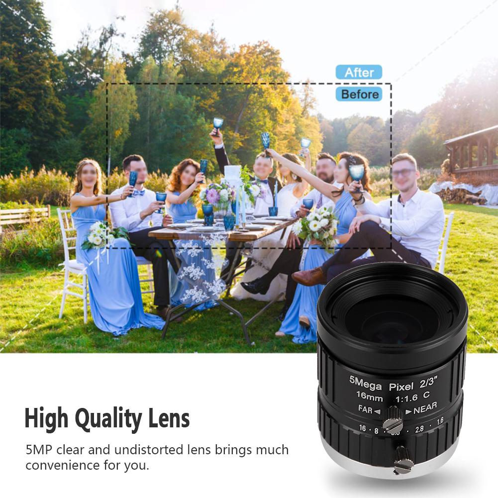 5MP 16mm Focal Length CCTV HD Manual Lens 2/3 C Mount for Surveillance Security Camera