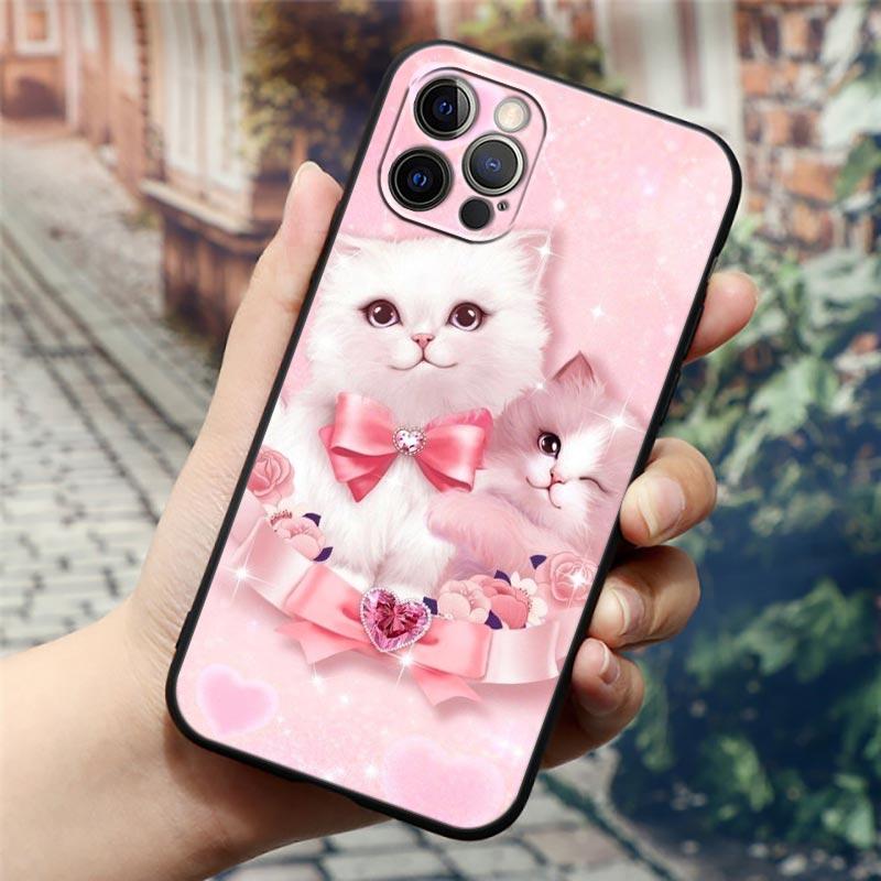 Чехол Apple для iPhone 11 12 13 mini Pro Max XS X XR 7 8 6 plus SE 2020, мягкие силиконовые чехлы, чехол с милым мультяшным котом, цветком, животным