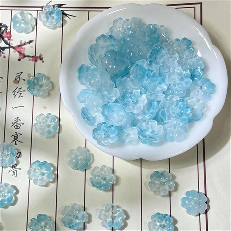 14 мм стеклянные бусины в виде цветов, браслет ручной работы, ожерелье, серьги, ювелирный материал, инструменты для самостоятельного изготовления, аксессуары для изготовления ювелирных изделий