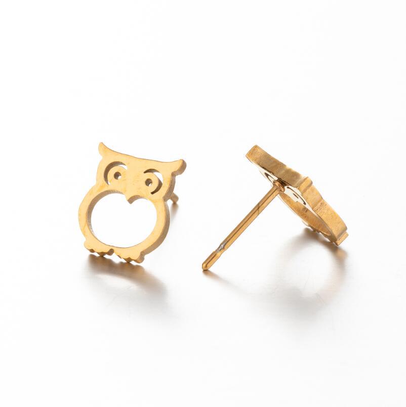 Милые серьги-гвоздики из нержавеющей стали в виде совы, пчелы, змеи и кита — вдохновлены корейским французским стилем