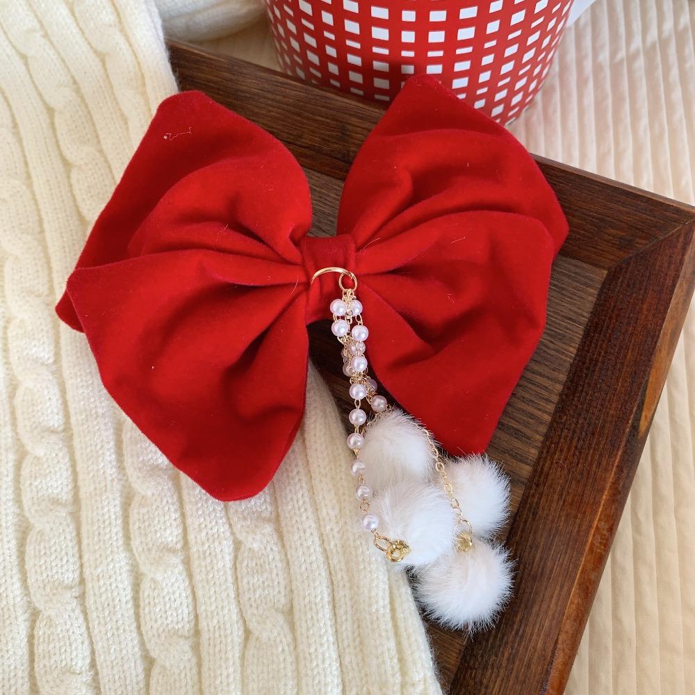 Crown Velvet Red Bow Hairpin Cloth Hanfu Hair Sticks All-match Ancient Style Hairpin  Children