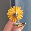 1PC Enchanting Sunflower Brooch - Cute and Fashionable Yellow Flower Accessory with Shining Leaf Design