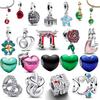 New in Flower heart landmark building Charm Beads Fit 925 Silver women Bracelet DIY Jewelry Gift