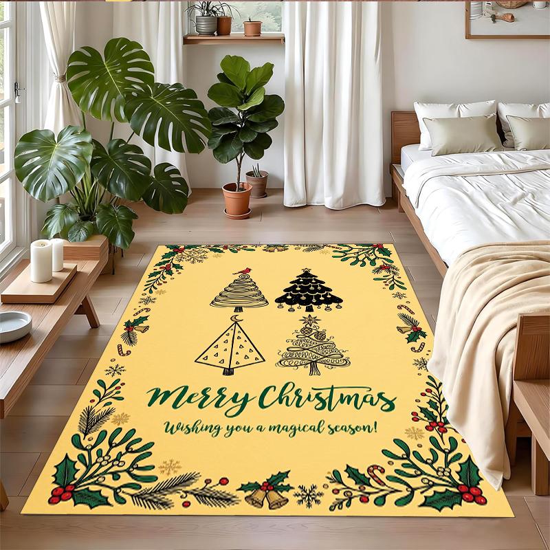 Christmas Printed Square Area Rug Soft Non Slip Floor Carpet For Bedroom Holiday Gift