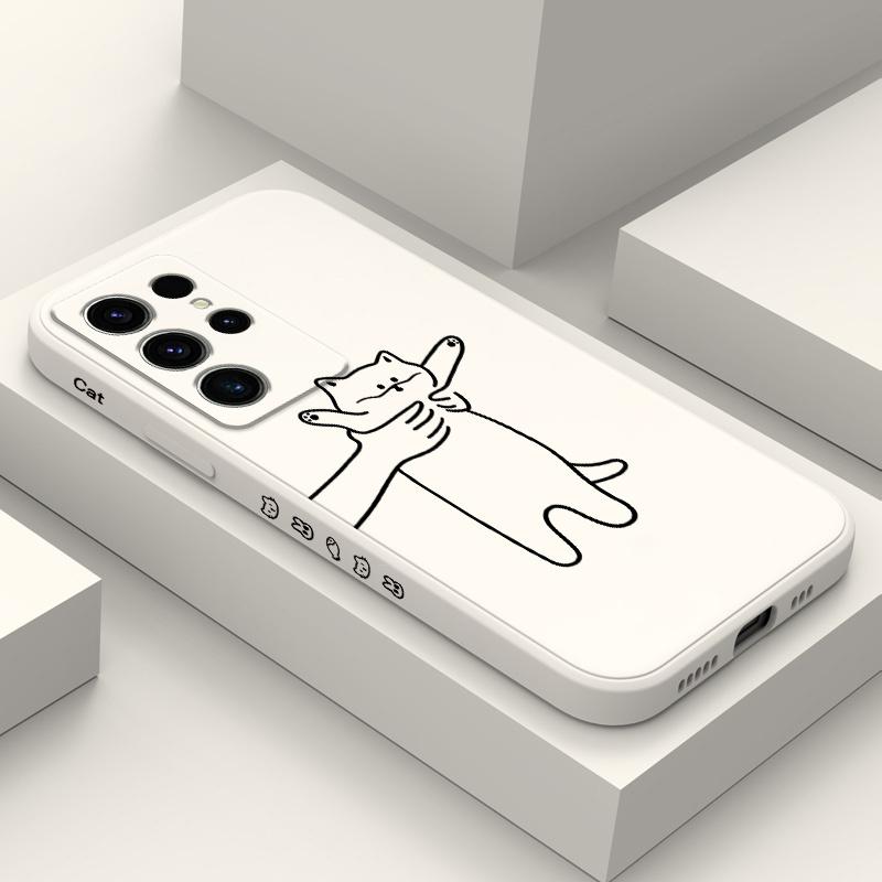 Fidgeting Cat Phone Case For Samsung Galaxy S25 S24 S23 S22 S21 S20 Ultra FE S10 S10E Plus Note 20 Ultra Silicone Cover