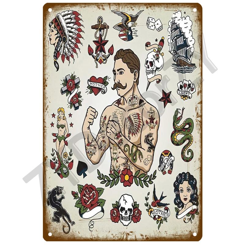 Винтажный домашний декор Жестяная вывеска Парикмахерская Металлическая вывеска Плакат Бар Паб Ретро-табличка Стрижка и бритье Борода Железные картины Художественные пластины