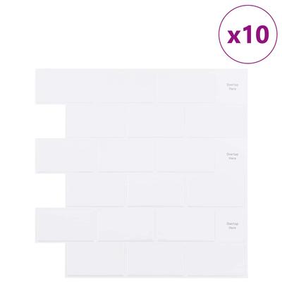 Subway Tile 10 Pcs White 30 X 30 Cm Polyurethane and PET