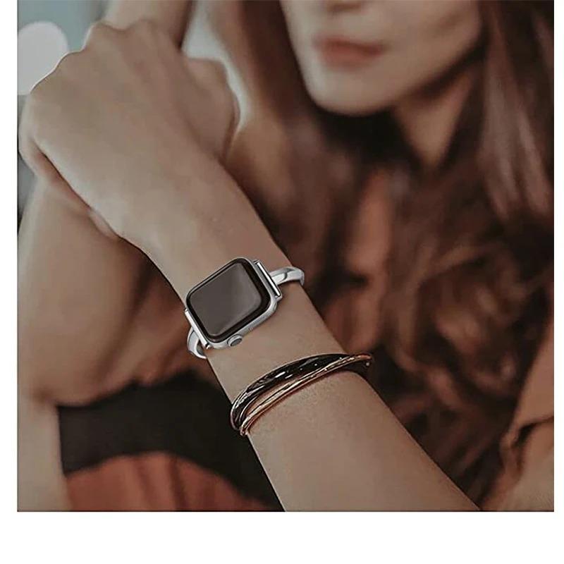 Роскошный ремешок для Apple Watch Серии 11 10 9 8 7 6 Se 5 4 Женский Алмазный Стальной Браслет IWatch Ultra 3 2 1 49мм 44 40 42 38ММ