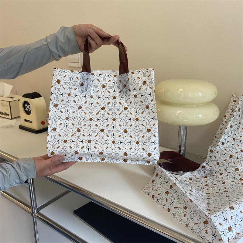 5 шт. сумка для магазина одежды утолщенная женская упаковочная сумка винтажная цветочная сумка-тоут подарочная сумка для покупок хранение