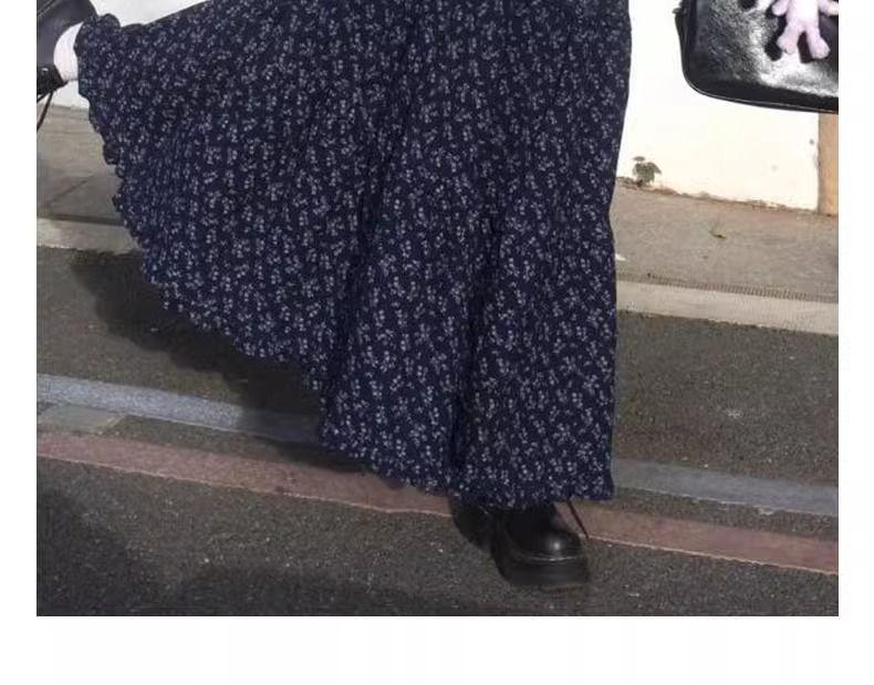 Korean Retro Floral Print Maxi Skirt – High Waist A-line for Spring and Summer Women's Fashion