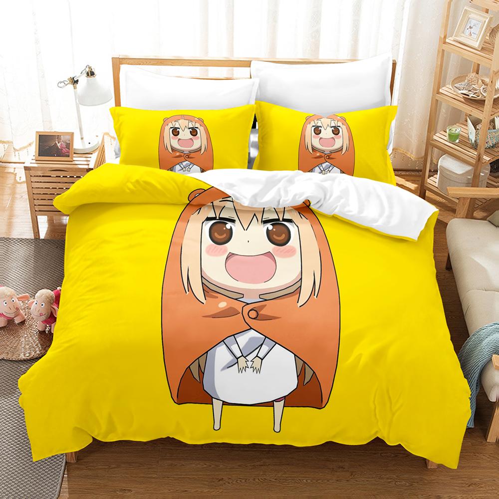 Постельное белье Himouto Umaru Chan 3 предмета Милый Чиби Умару Печать с персонажем аниме Пододеяльник Все размеры Настраиваемый для спальни