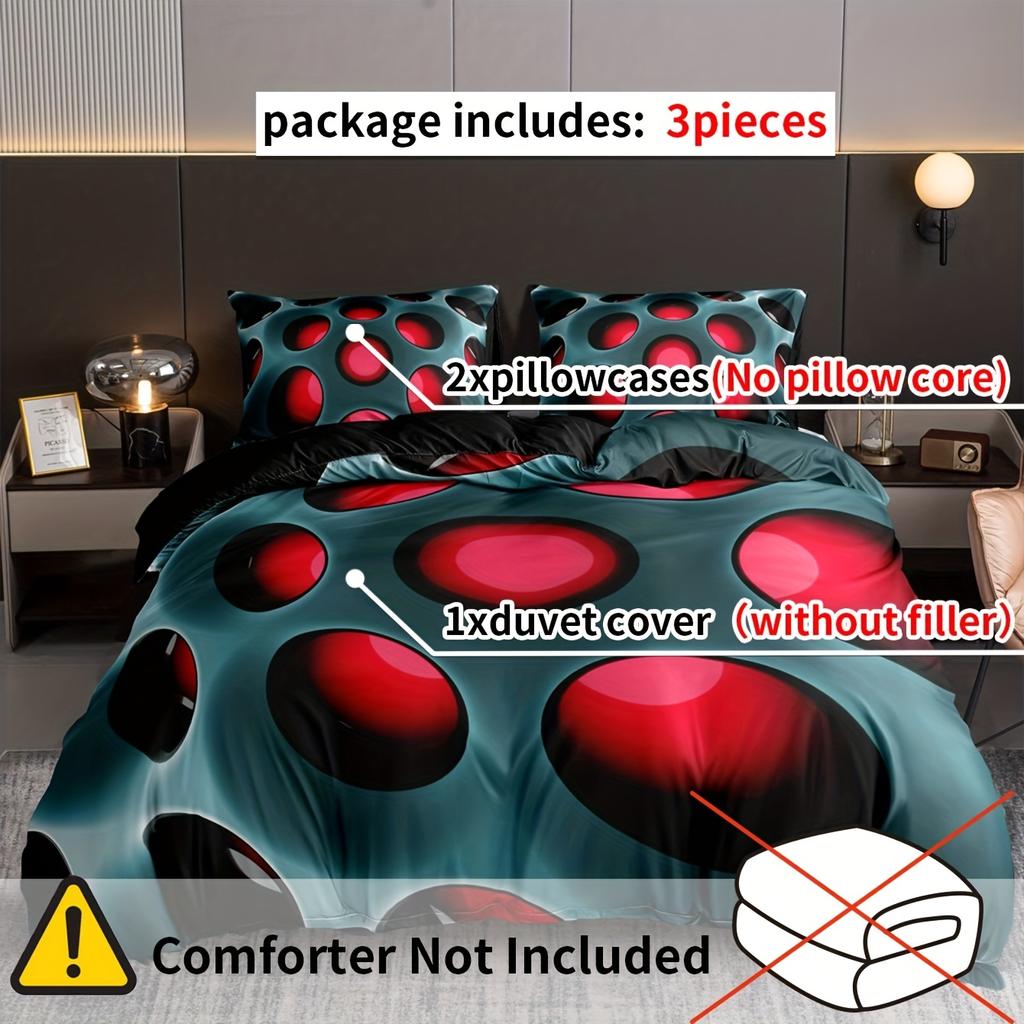 Комплект постельного белья с принтом отверстий, мягкий, удобный, пододеяльник для спальни, гостевой комнаты, 1 пододеяльник + 2 наволочки без сердцевины