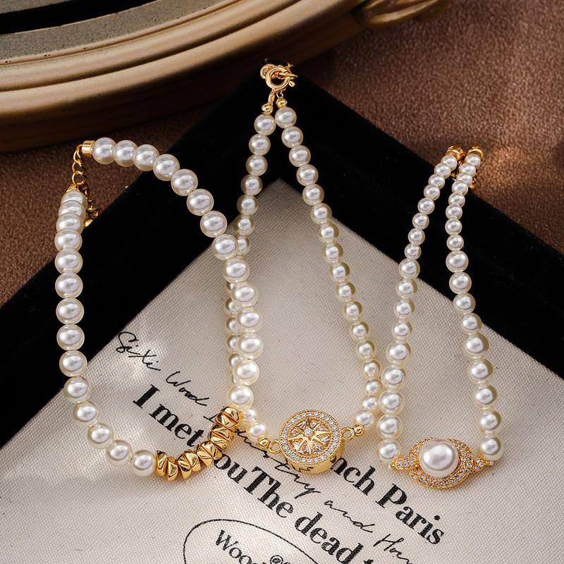Elegant Geometric Pearl-Style Brass Bracelet Women Hypoallergenic Tarnish-Resistant Minimalist Daily Wear