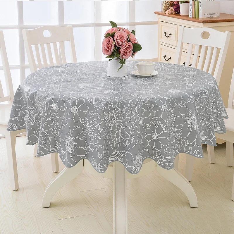 Waterproof Tablecloth Round Table Cloth PVC Nappe Table Cover Party Wedding Table Cloth for Home Kitchen Tablecloth