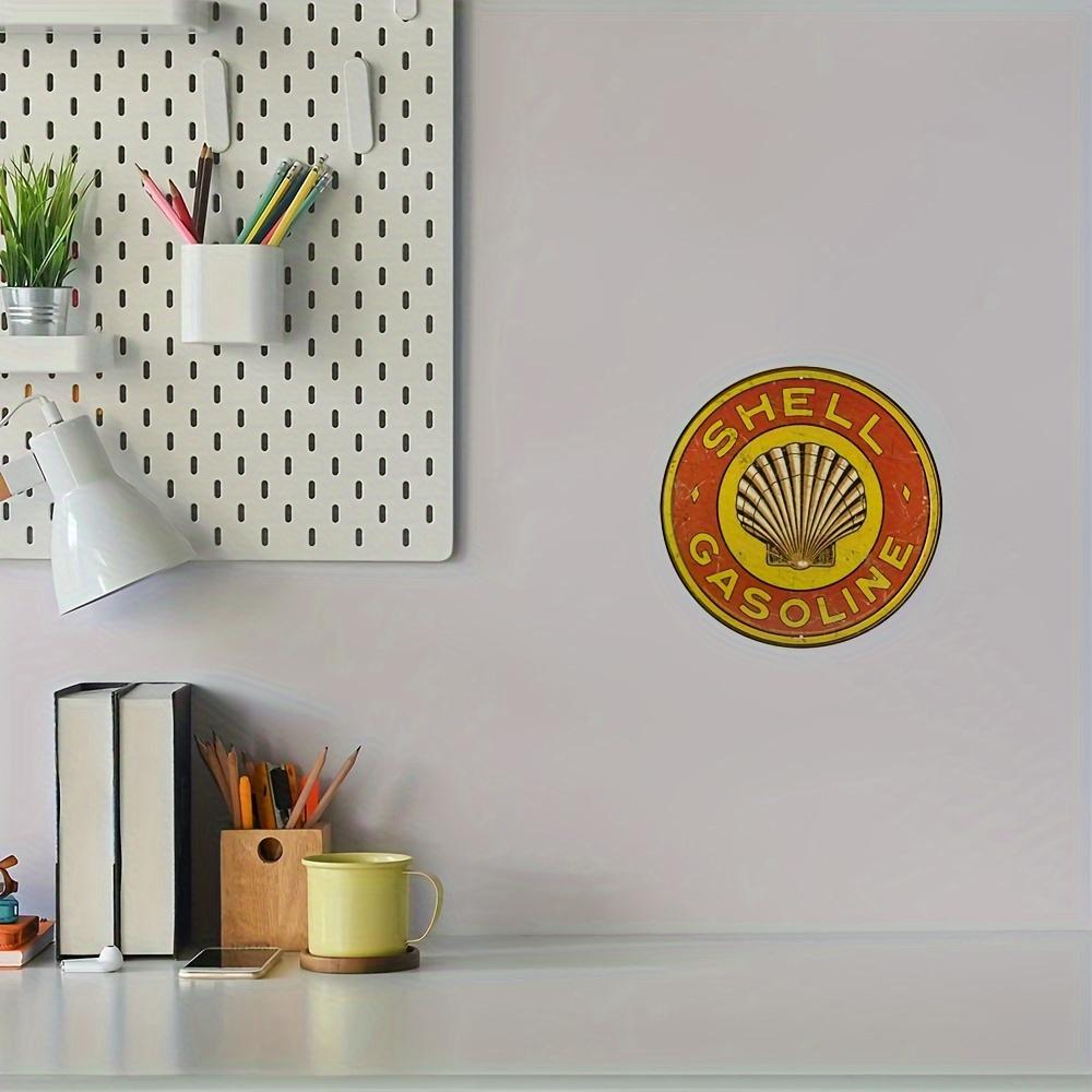 Металлический винтажный знак Shell Gasoline, настенное искусство из алюминия размером 7,87x7,87 дюйма, круглая табличка в деревенском стиле с УФ-печатью, декор для внутреннего и наружного применения