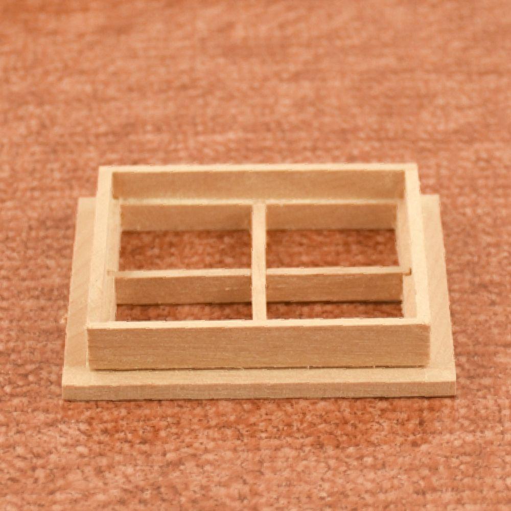 Аксессуары для кукол Сделай сам Двойная оконная деревянная рама Мебель для кукол Стеклянная пластина Окно кукольного домика