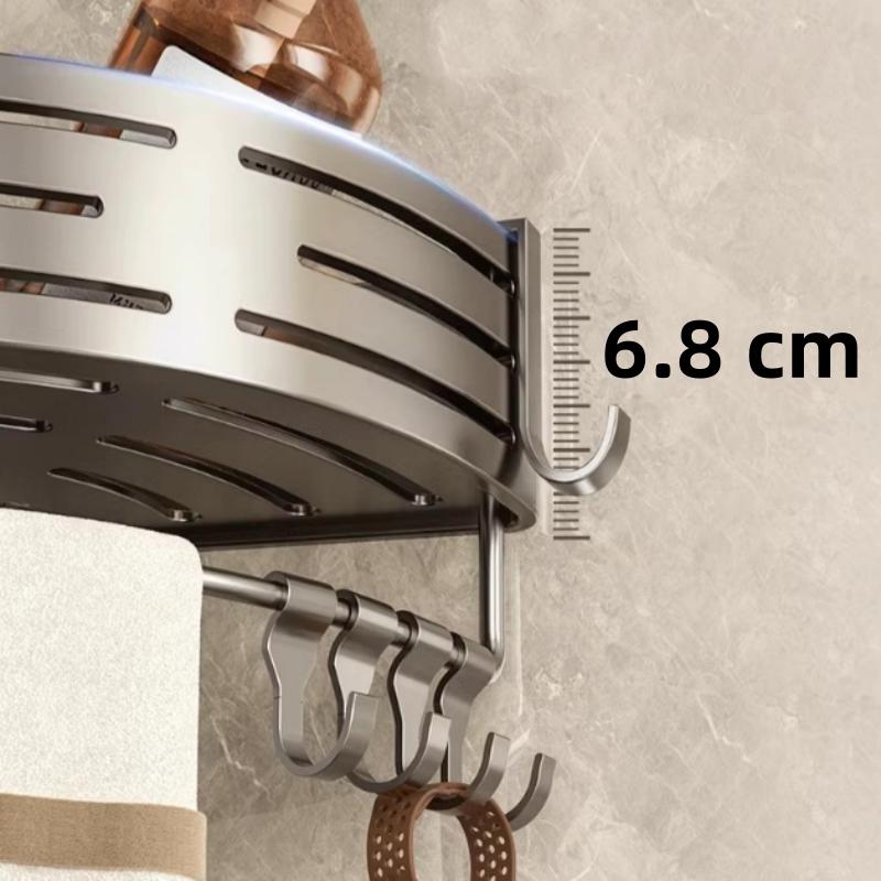 Алюминиевая настенная полка для ванной комнаты, без сверления, угловая полка для душа с крючком для полотенец, держатель для шампуня, кухонный органайзер