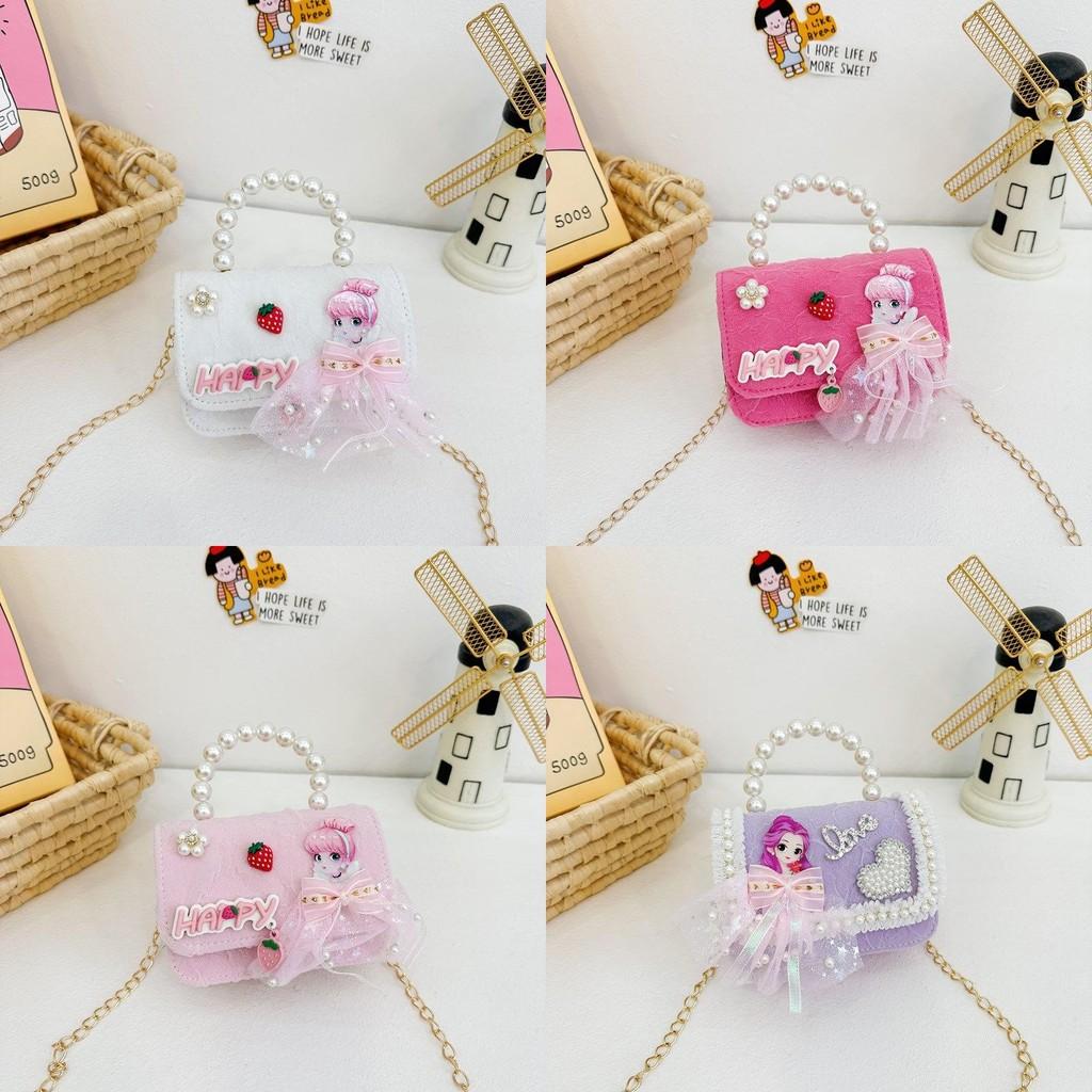 Belle Cinderella Girl Crossbody Shoulder Bag Cute Pearl Accessory Purse