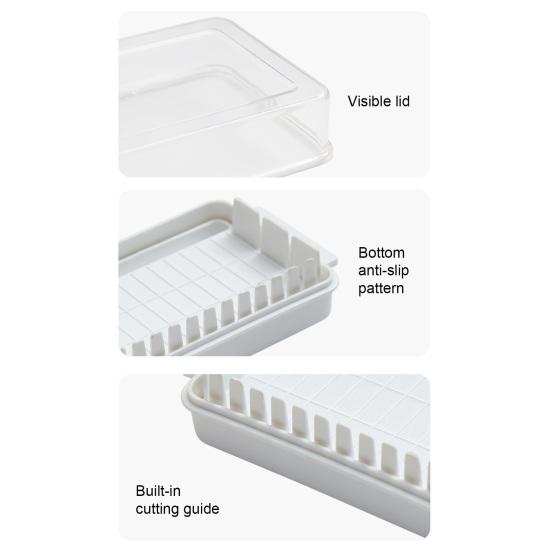 Clear Butter Dish Cheese Storage Container with Lid Butter Keeper for Refrigerator Stackable Easy-Clean Butter Holder for Kitchen Organization