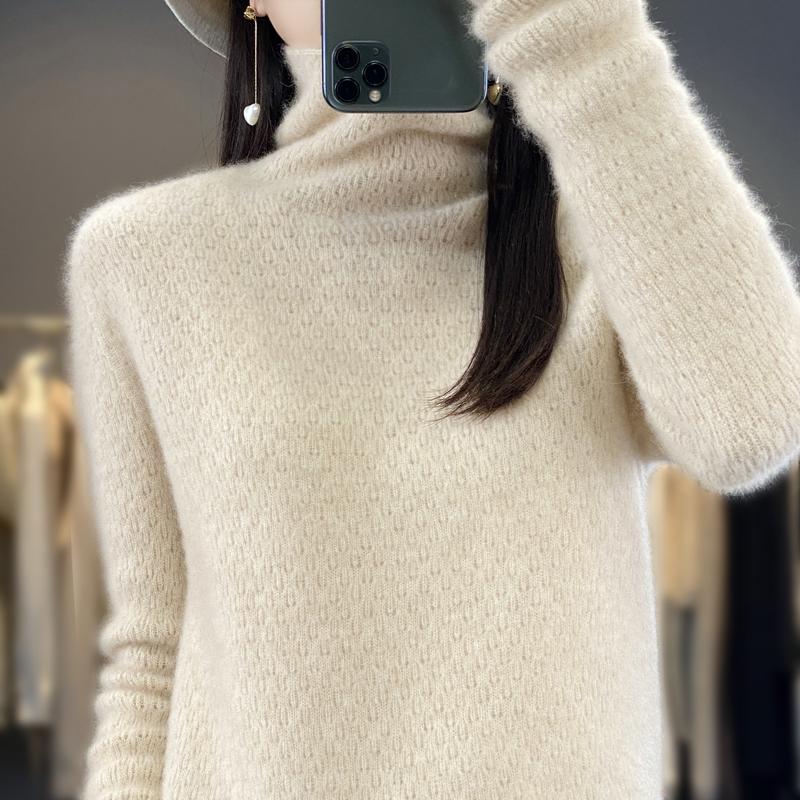 Женский свитер с высоким воротником, кашемир Цинхэ, 30% кашемир, 70% шерсть, зимний вязаный пуловер, осенний свитер, кашемировый свитер