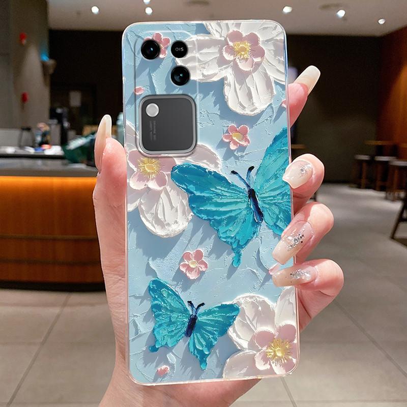 For Vivo V30 V30pro V2318 V2319 Case Clear Luxury Fashion Butterfly Flowers Soft TPU Silicone Phone Case For Vivo V30 Pro Cover