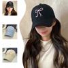New Bow Embroidered Baseball Cap for Women with Big Face and Versatile Face Showing Small Embroidered Baseball Cap Spring Hat