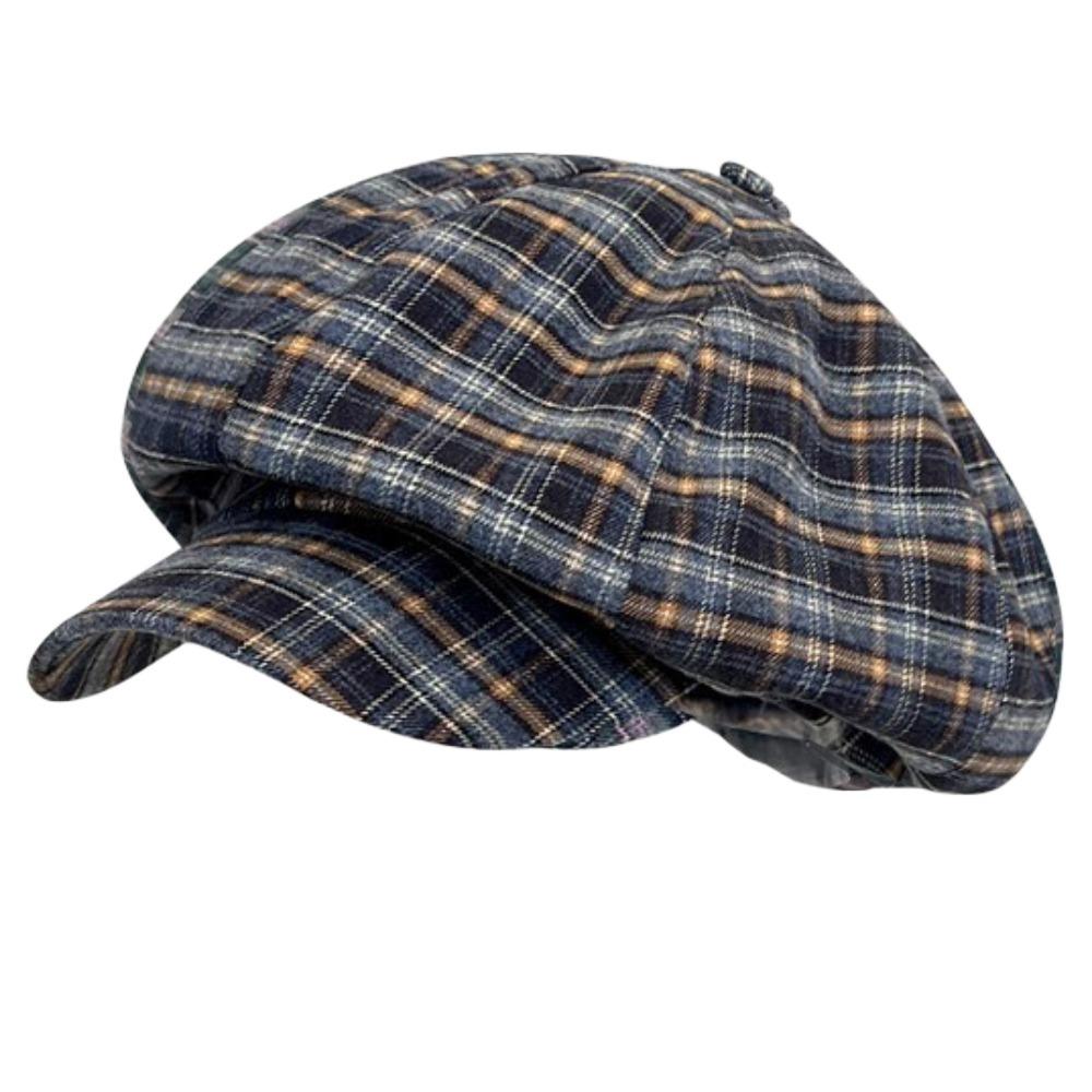 Хлопковая клетчатая кепка-облако тонкая женская восьмиугольная шляпа шляпа художника клетчатый берет летняя