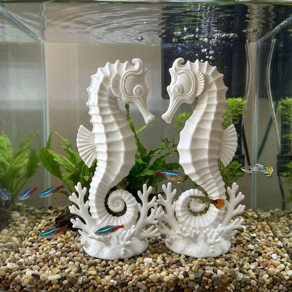 2PCS Minimalist Coral Base Seahorse Statue Double Seahorse Seahorse Table Decor  Gift Giving