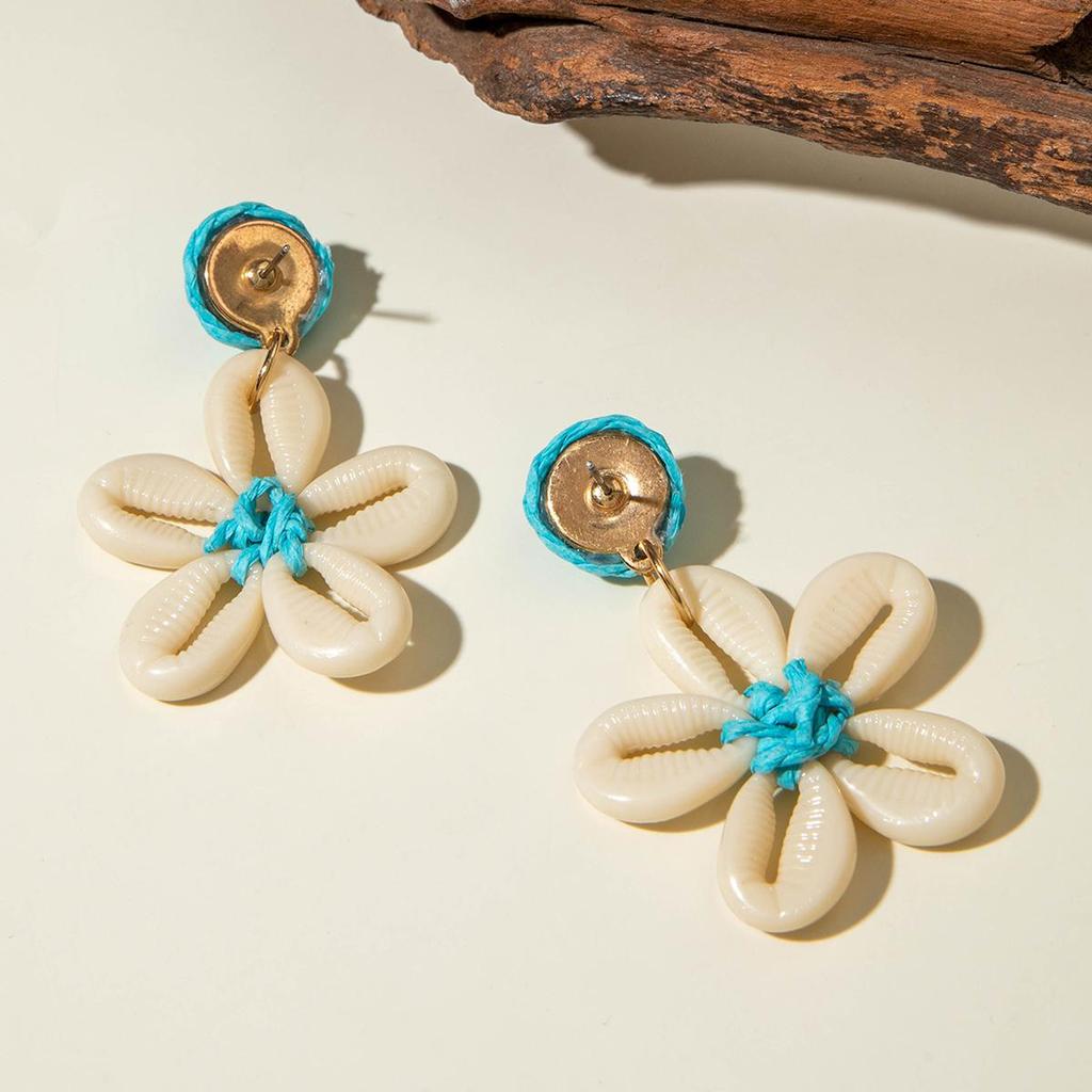 Модные и Минималистичные Серьги-цветы из Лафитовой Смолы, Плетеные, для Женской Бижутерии, Подходят для Отпуска на Острове, Пляжных Вечеринок, Серьги