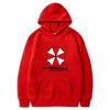 Red and white protective umbrella paired with men's and women's hooded casual hoodie 2025 Spring and Autumn Fashion New Style