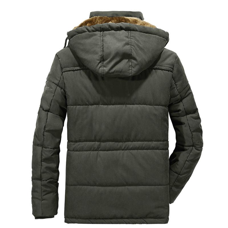 Зимняя мужская куртка больших размеров, утепленная хлопковая стеганая куртка, ветровка с меховым капюшоном, куртка