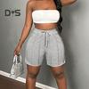 Женские спортивные шорты, повседневные спортивные шорты, эластичные мини-шорты с завязками на талии, летняя спортивная одежда