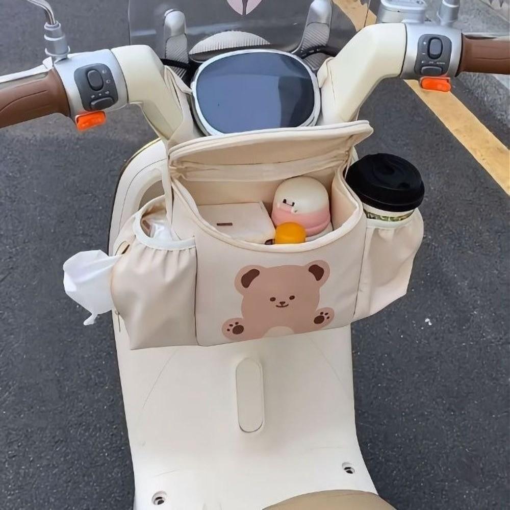 PU Leather Bicycle Handlebar Bag Large Capacity Riding Front Handle Hanging Bag  Stroller