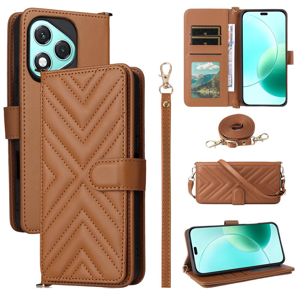 Чехол-кошелек для Honor 400 Lite с плечевым/кистевым ремешком, кожаный чехол для телефона со стендом