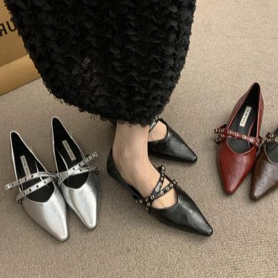 Французские ретро туфли Мэри Джейн на скрытой платформе с острым носком женские туфли весна и осень 2025 новый повседневный универсальный легкий одинарный туфель