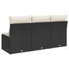 Vidaxl Sofa Ogrodowa Z Poduszkami, 3-Osobowa, Czarna, Polirattan