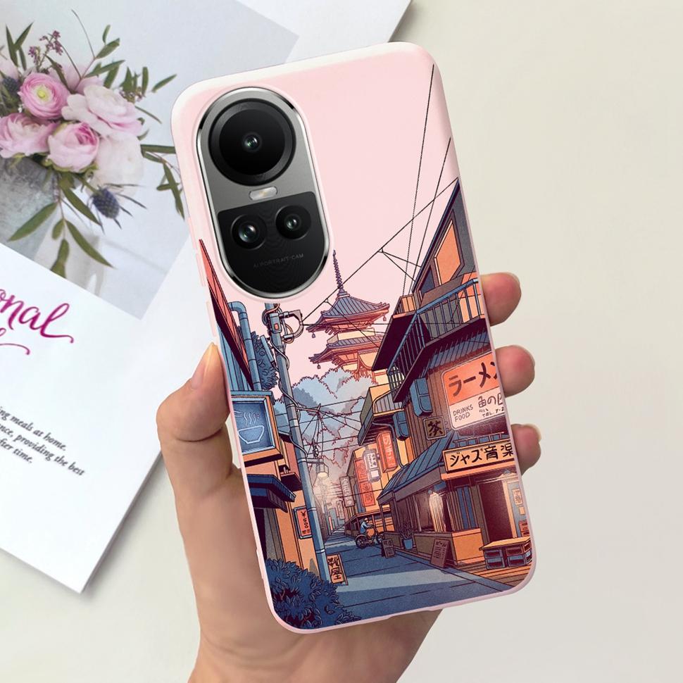 For Oppo Reno10 Case Luxury Colourful Painted Cover Soft Silicone Phone Case For Oppo Reno 10 Reno10 Pro 5G Back Cover Bumper