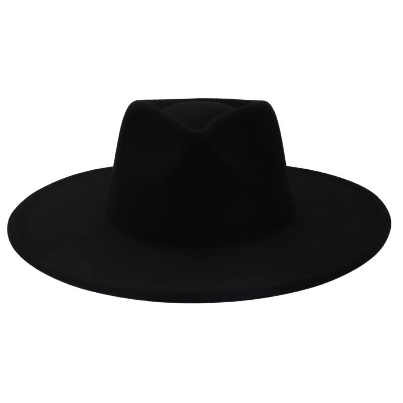 Женское пальто с цилиндром с широкими полями и шляпой, фетровая шляпа, однотонная кашемировая джазовая шляпа