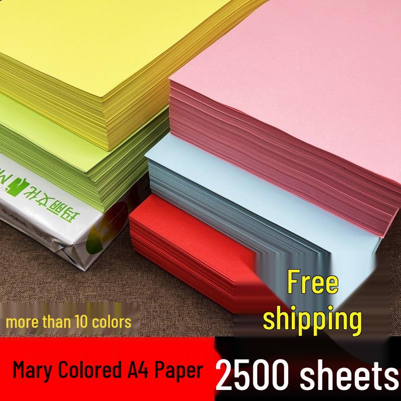 Mary A4 Color Copy Paper - Pink, Red, Light Blue, Orange, Deep Green, Yellow - Thick 80g/70g for Printing & Crafts
