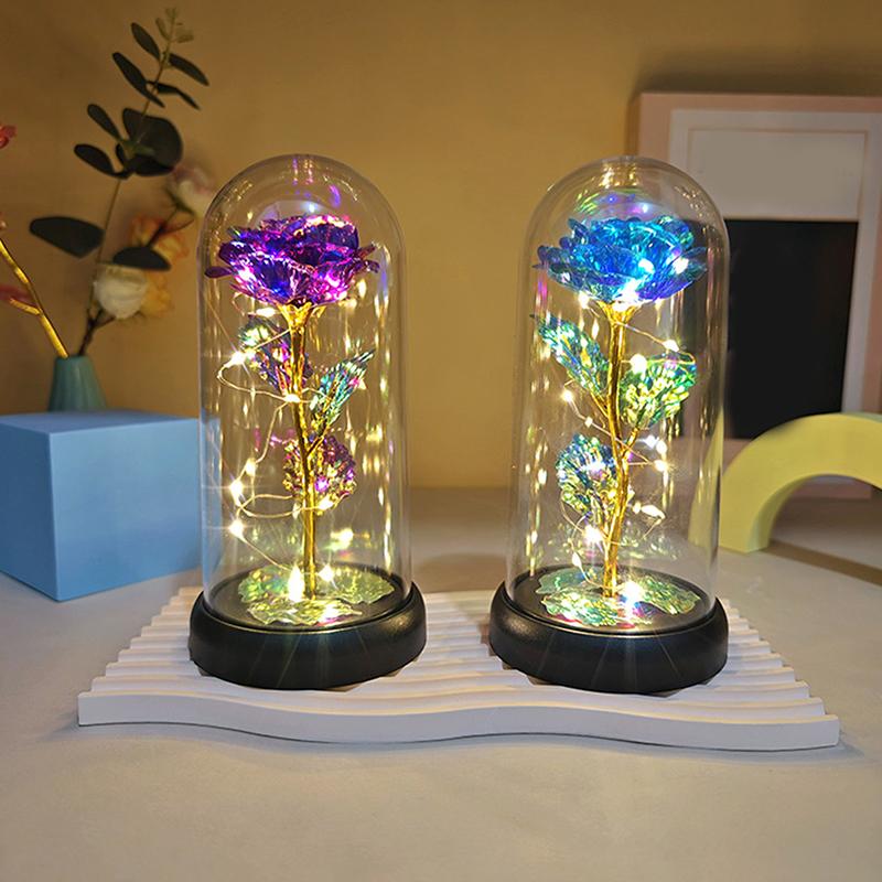 1 комплект светодиодных свадебных роз Galaxy Rose Decor Искусственные цветы светодиодные красные розы подарок на День святого Валентина Роза в акриловой подставке