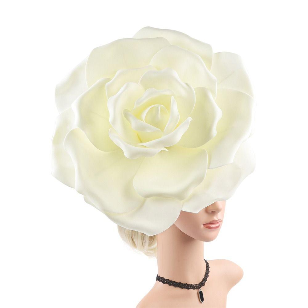 Свадебная шляпа-вуаль с розами и цветами, преувеличенный головной убор Марди Гра для женщин