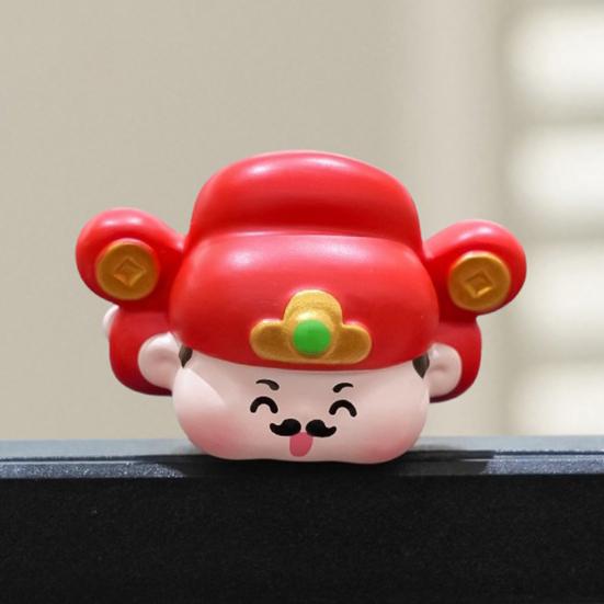 4Pcs Cartoon Figurine Computer Monitor Decoration Fruit Cat Extinguisher Giraffe God of Wealth Statue Resin Sculpture Car Dashboard Ornament